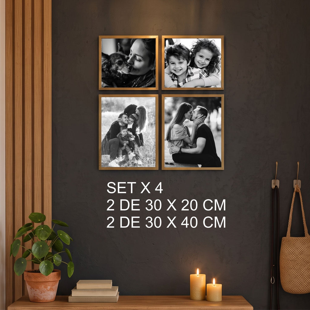 Retrato familiar Blanco y Negro Set X 4 Und  R95